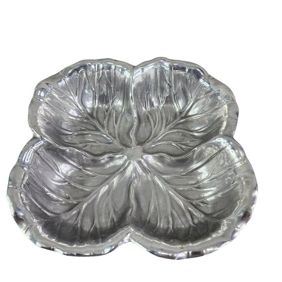 Vintage Anchor Hocking Leaf-Shaped Silver Dish - Picture 1 of 11
